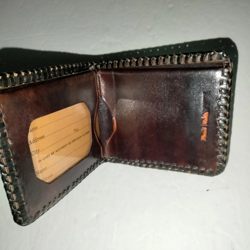 Vintage Handmade (Brown) Leather Equestrian Embossed Men's Wallet (Like New)